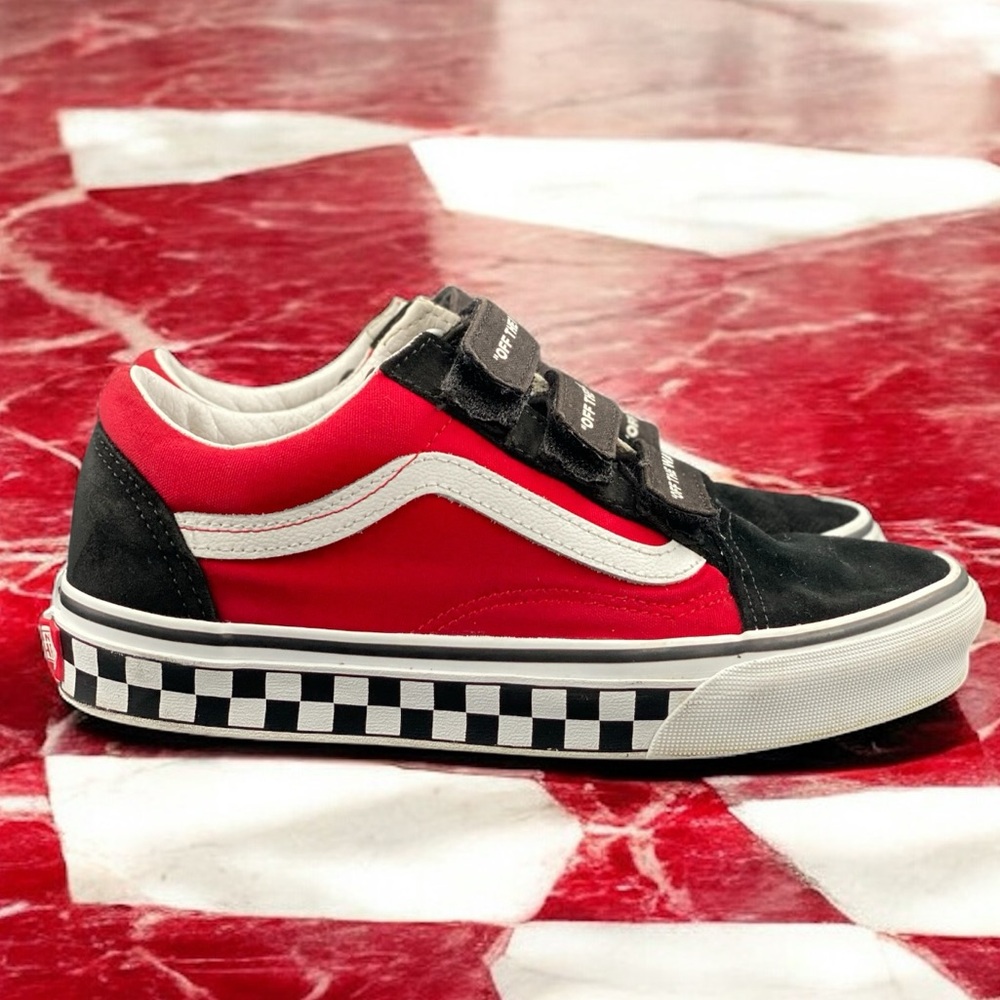 Vans Old Skool V OTW Strapped Black Red Checkerboard Men 5.5 / Women 7 - Picture 6 of 12